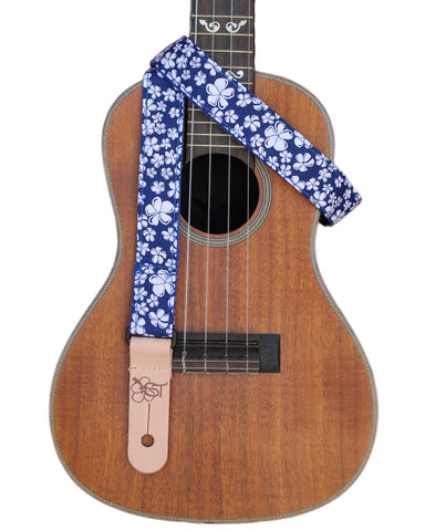 Sherrin's Threads - Uke/Mandolin Strap 1" - Blue Hibiscus