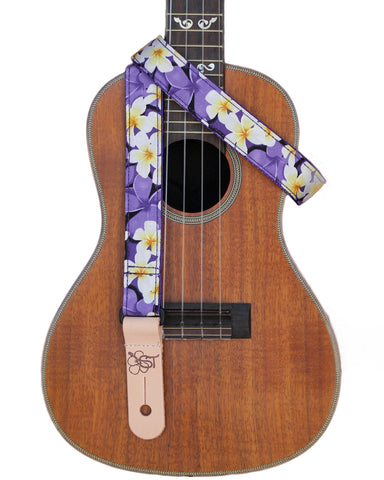 Sherrin's Threads - Uke/Mandolin Strap 1" - Purple Plumeria