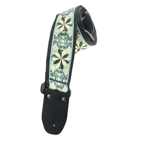 Henry Heller 2" wide woven jacquard guitar strap - Green
