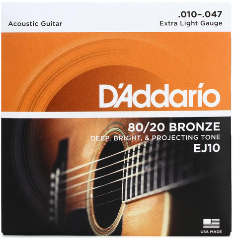 D'Addario - Acoustic Guitar Strings #EJ10 - Bronze - Extra Light Gauge