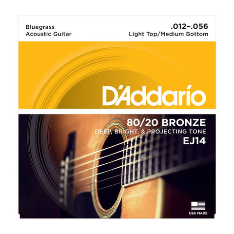 D'Addario - Acoustic Guitar Strings #EJ14 - Bronze - Light Top/Medium Bottom Gauge