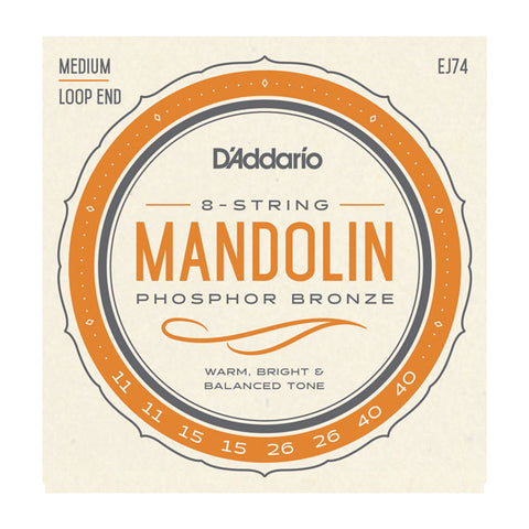 D'Addario - Mandolin Strings #EJ74 - Phosphor Bronze - Medium Loop End