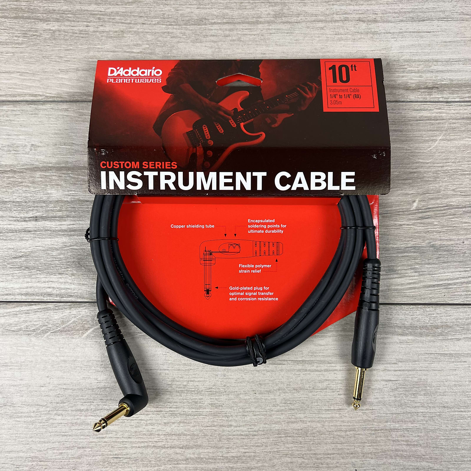 D'Addario - Custom Series - 10 Foot Instrument Cable Right Angle