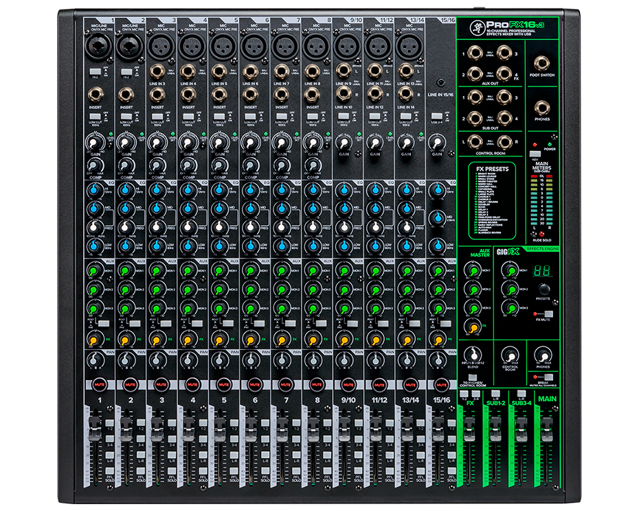 Mackie 16 channel professional effects mixer with USB MACKIE 16 CHANNEL PROFESSIONAL EFFECTS MIXER WITH USB PROFX16V3