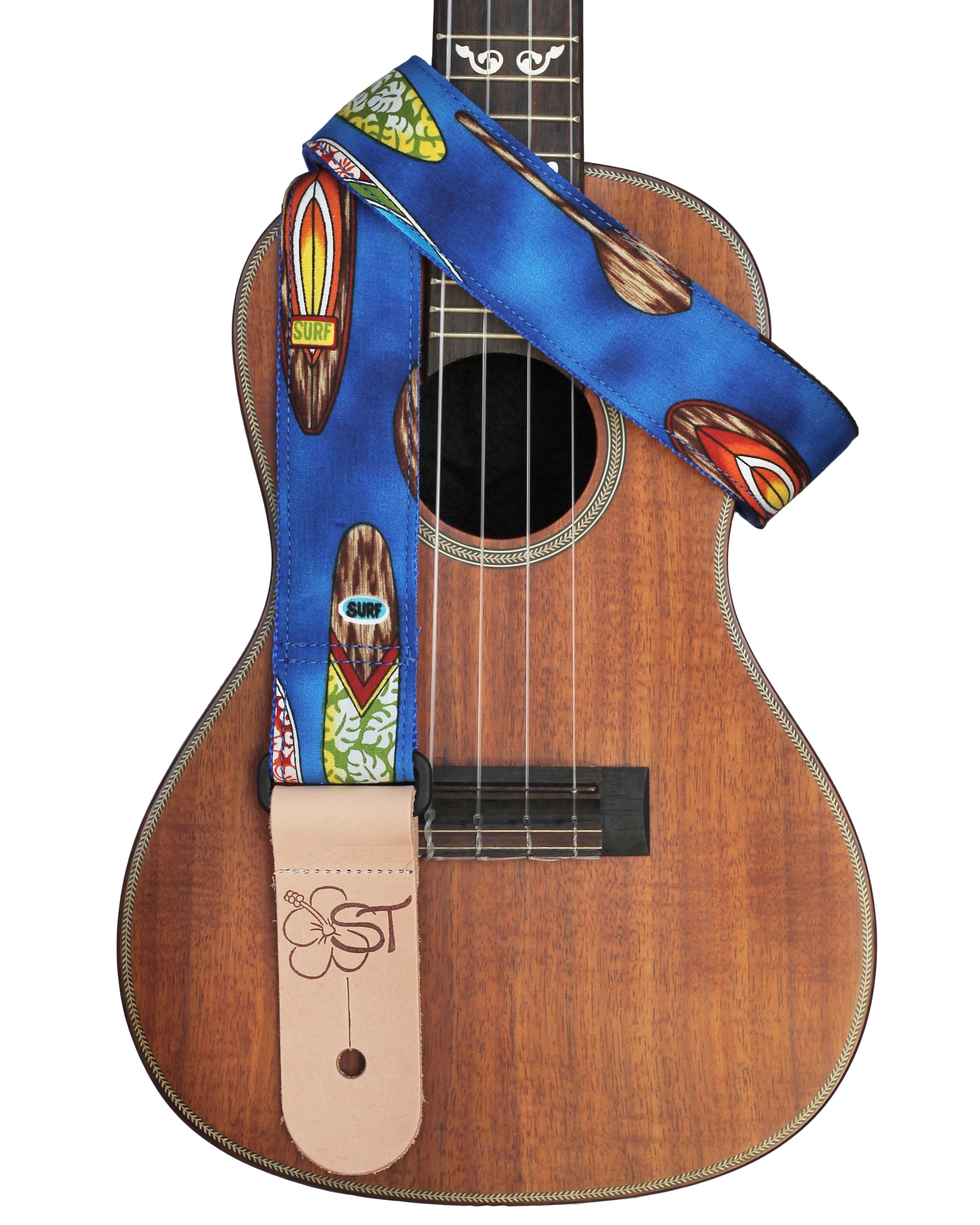 Sherrin's Threads - Uke/Mandolin/Guitar Strap 1.5" - Blue Surfboard