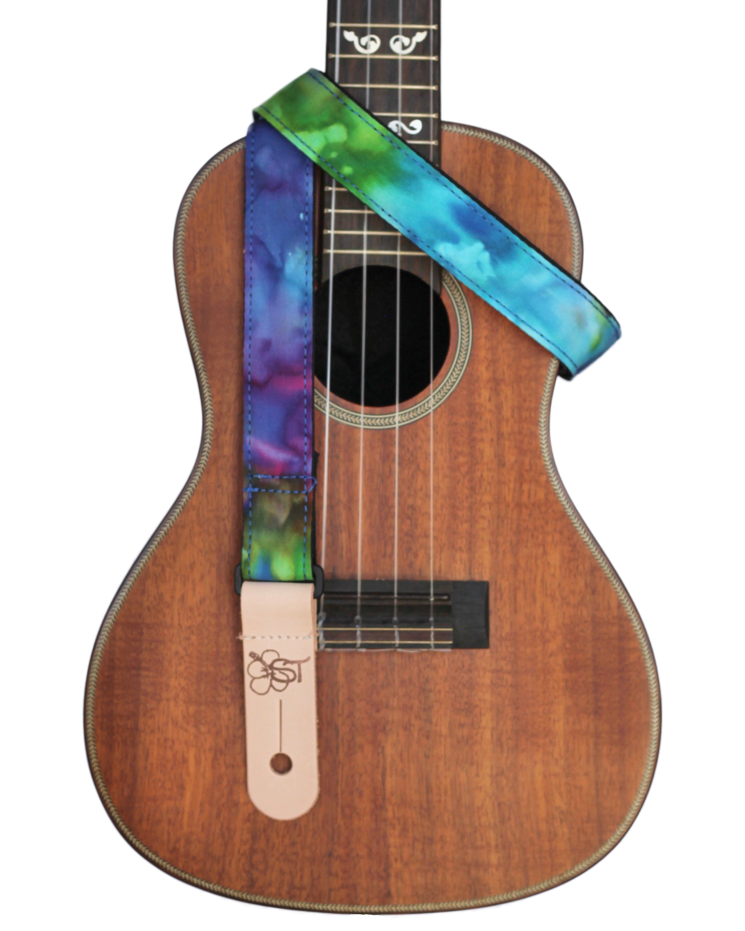 Sherrin's Threads - Uke/Mandolin Strap 1" - Blue Tie Dye