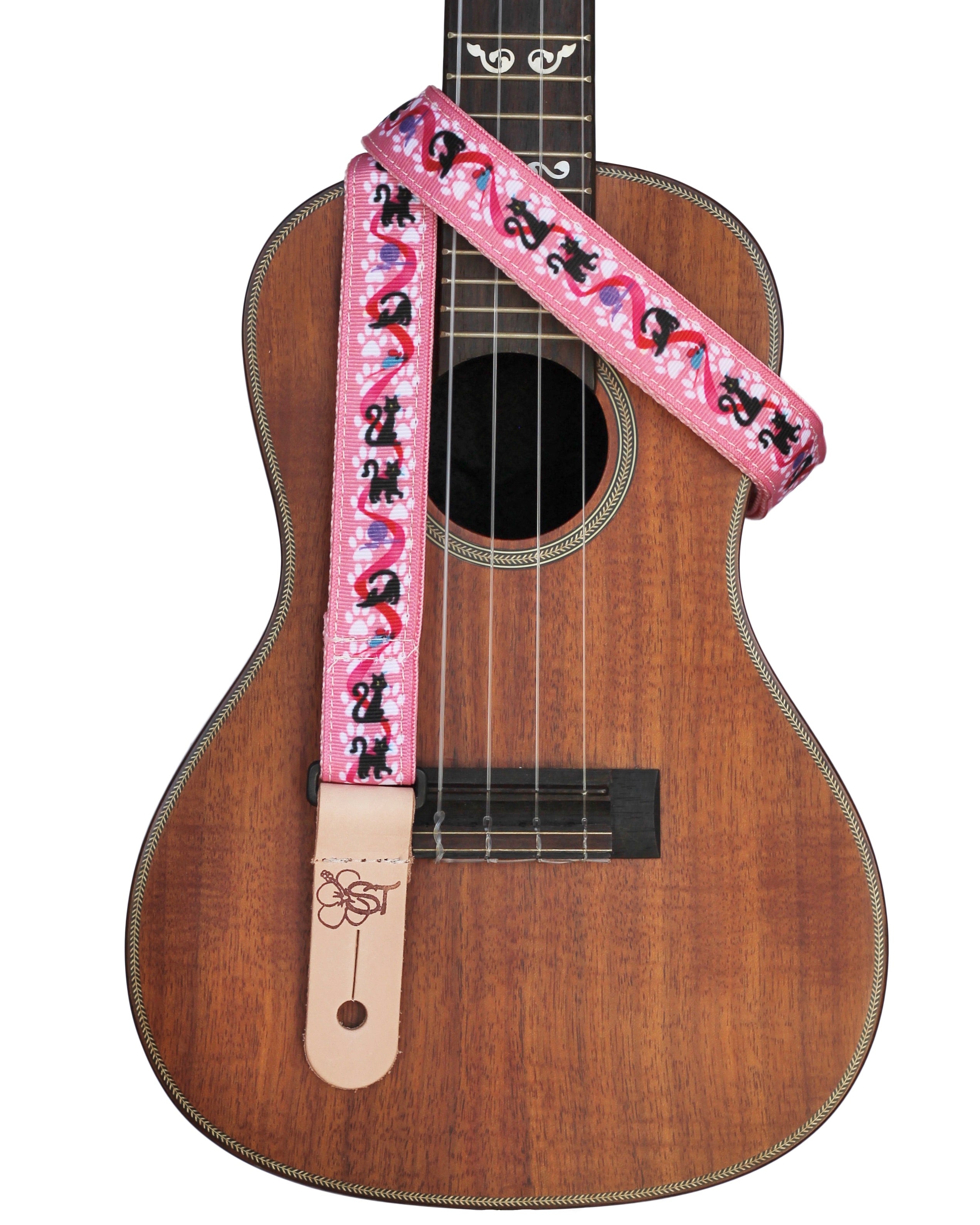 Sherrin's Threads - Uke/Mandolin Strap 1" - Cats on Pink