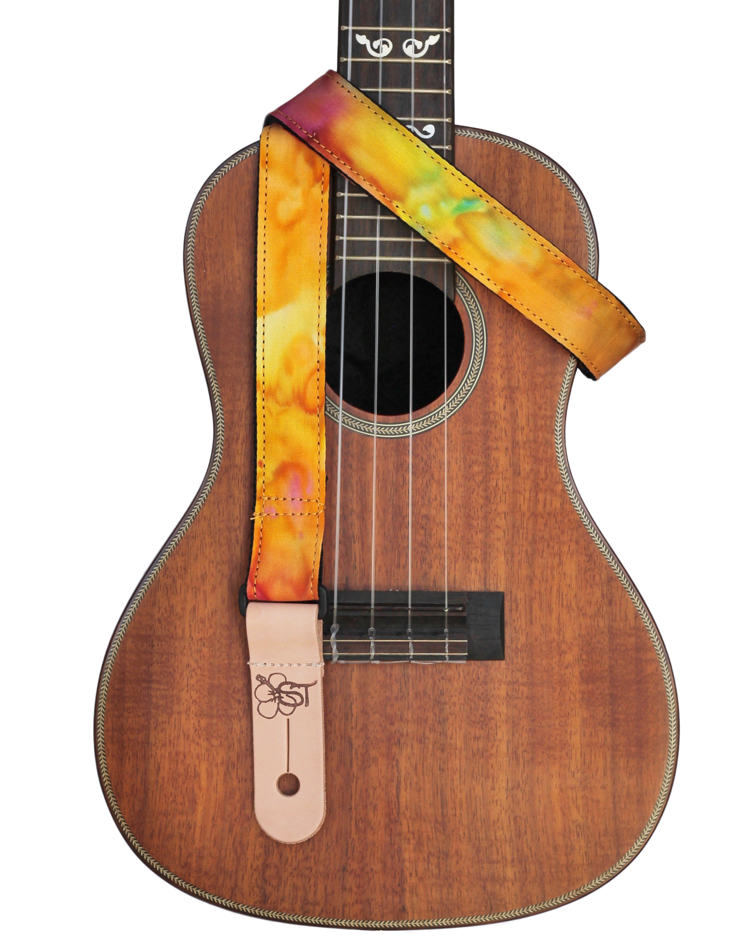 Sherrin's Threads - Uke/Mandolin Strap 1" - Orange Tie Dye