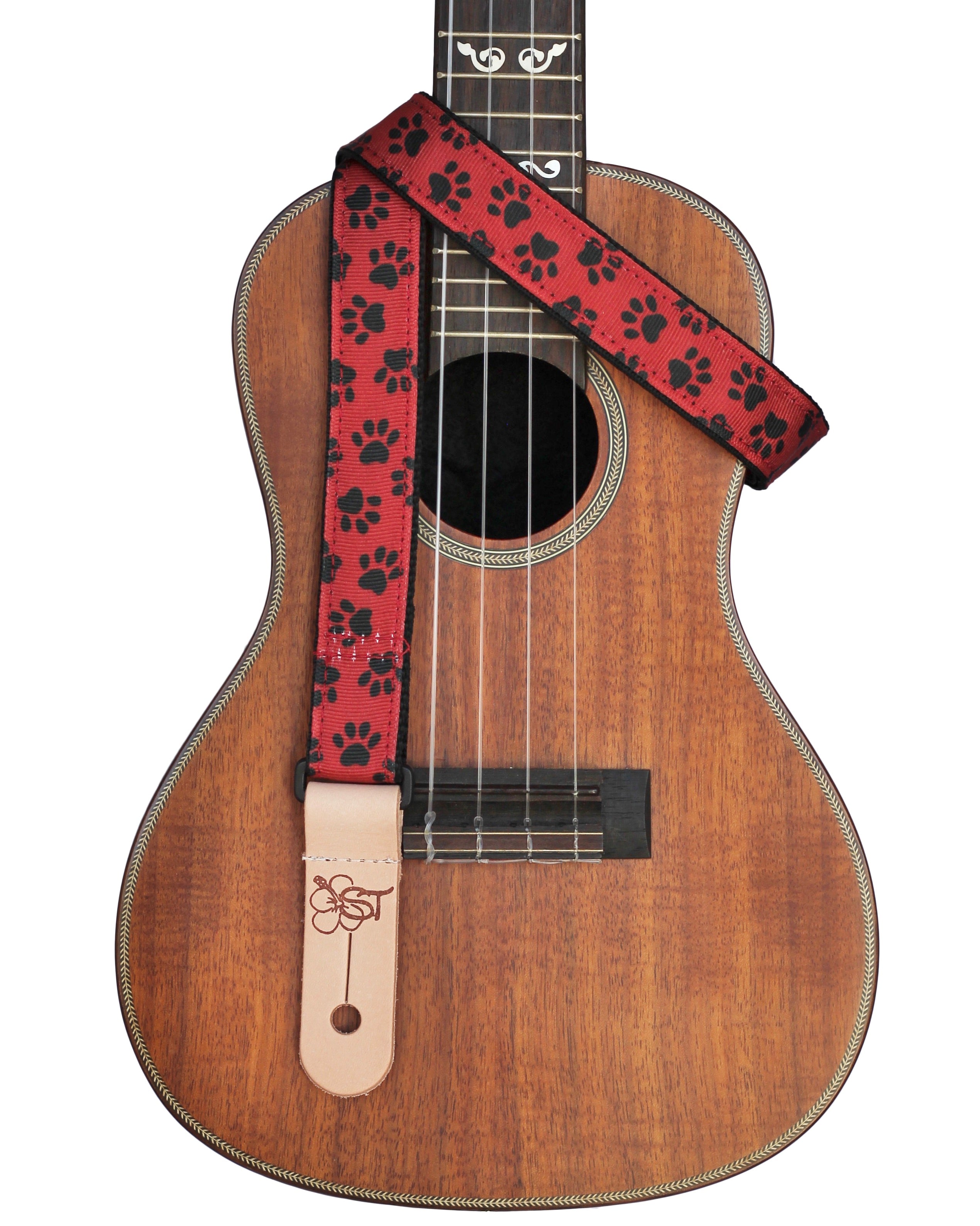 Sherrin's Threads - Uke/Mandolin Strap 1" - Paws on Red