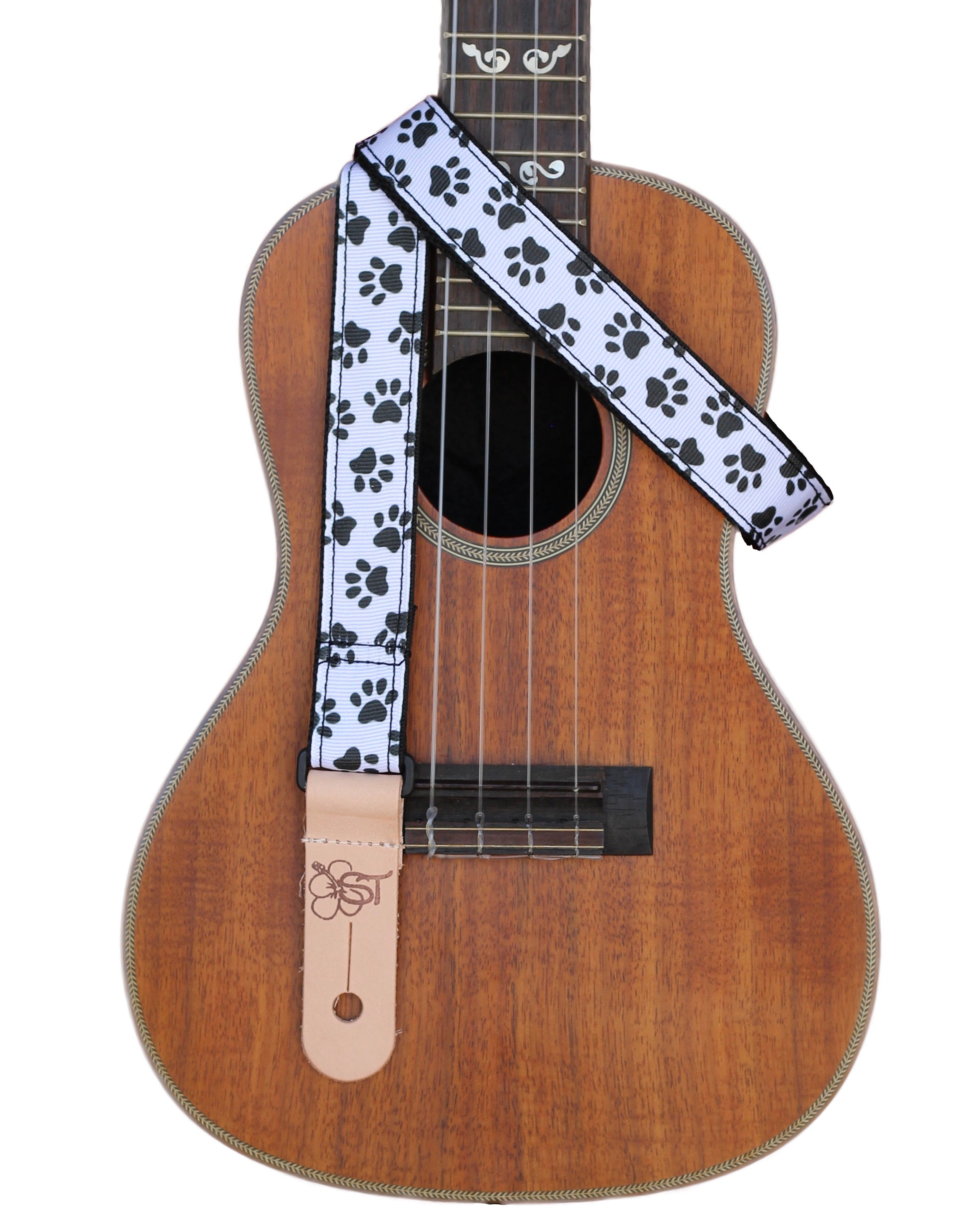 Sherrin's Threads - Uke/Mandolin Strap 1" - Paws on White