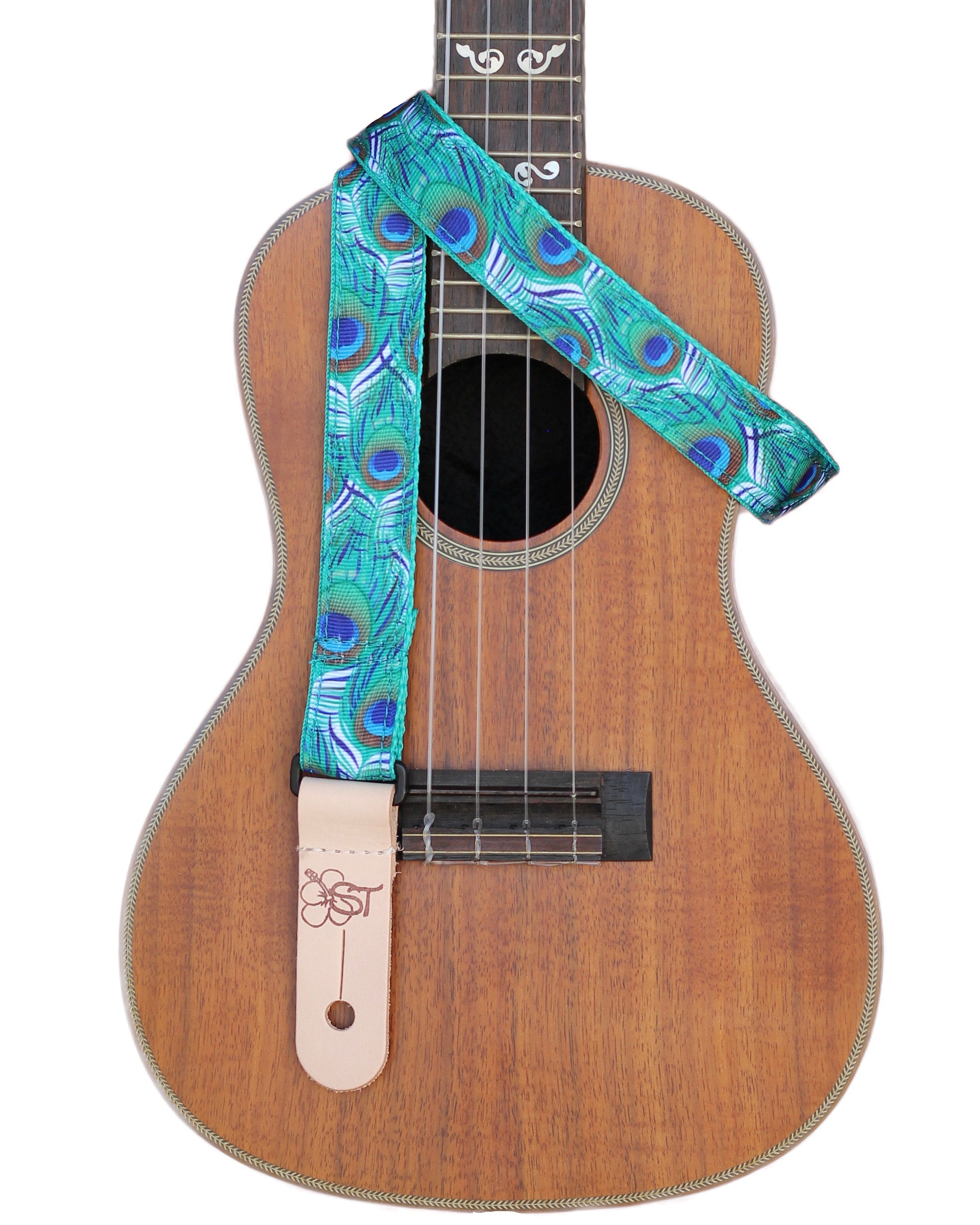 Sherrin's Threads - Uke/Mandolin Strap 1" - Peacock Feathers