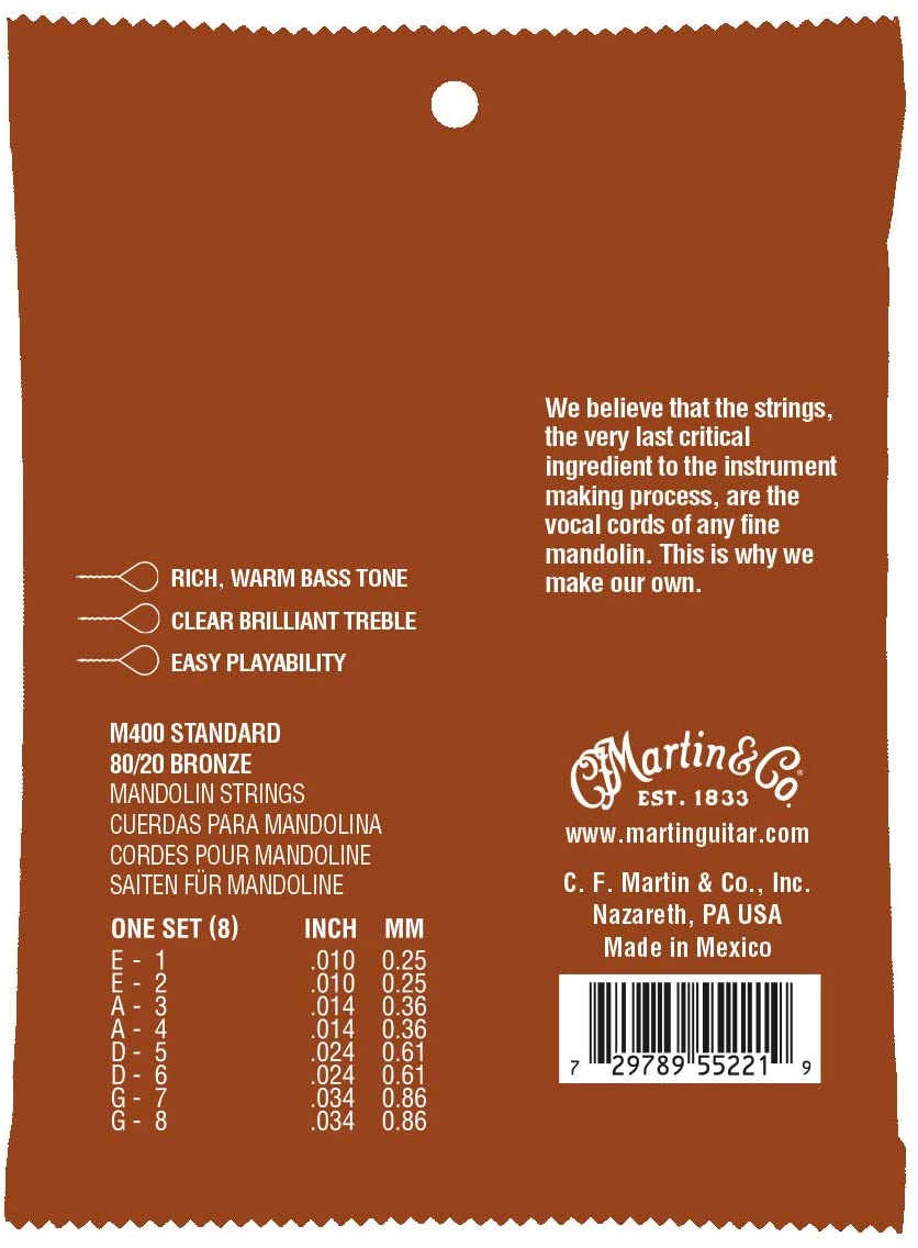 Martin 80/20 Bronze Mandolin Strings 10's (M400)