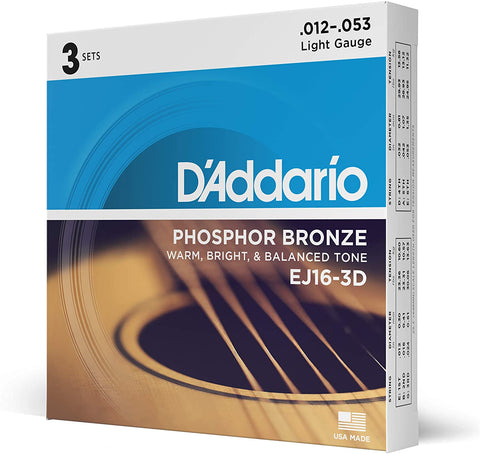 D'Addario - EJ16-3D - 3 Pack of EJ16 Acoustic Guitar Strings
