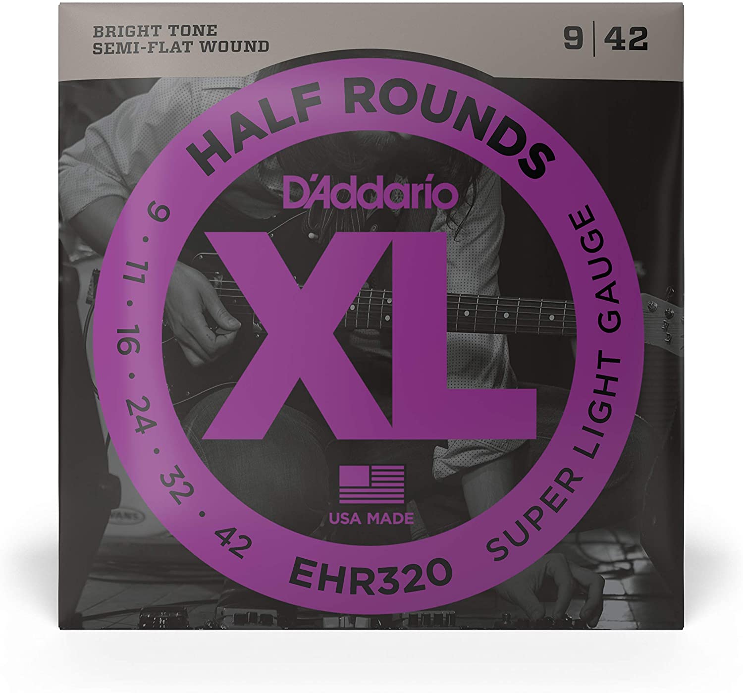 D'Addario- Electric Guitar Strings #EHR320 - Half Round Super Light