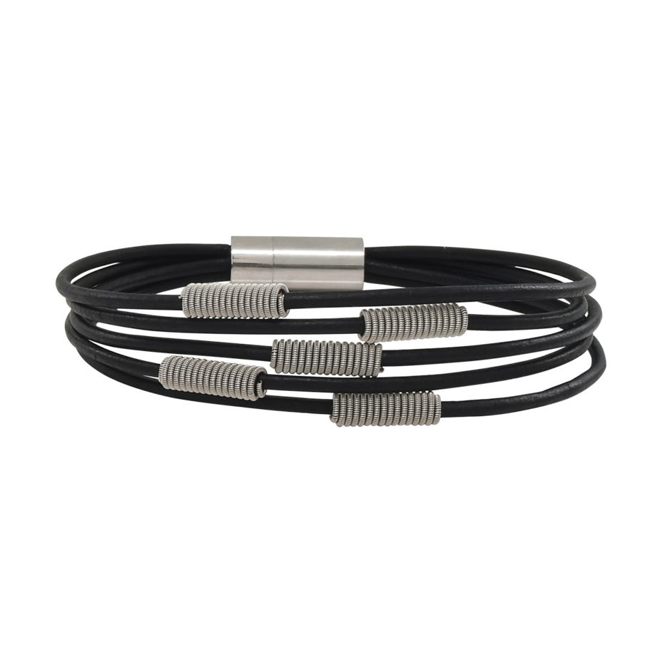 Arpeggio Leather Bracelet - Black - Medium