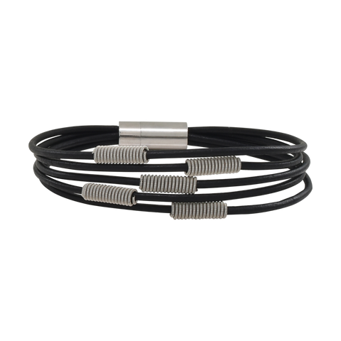Arpeggio Leather Bracelet - Black - Large
