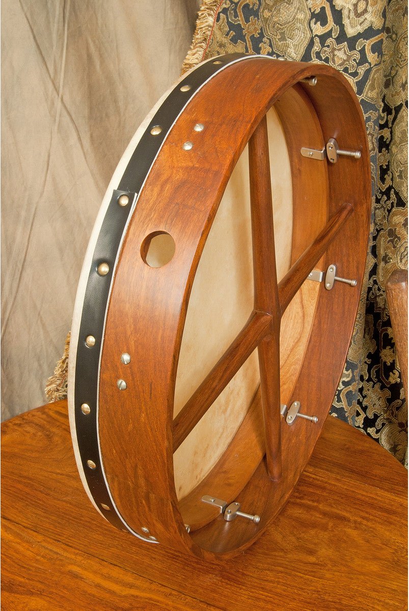 ROOSEBECK TUNABLE SHEESHAM BODHRAN CROSS-BAR DOUBLE-LAYER NATURAL HEAD 18-BY-3.5-INCH