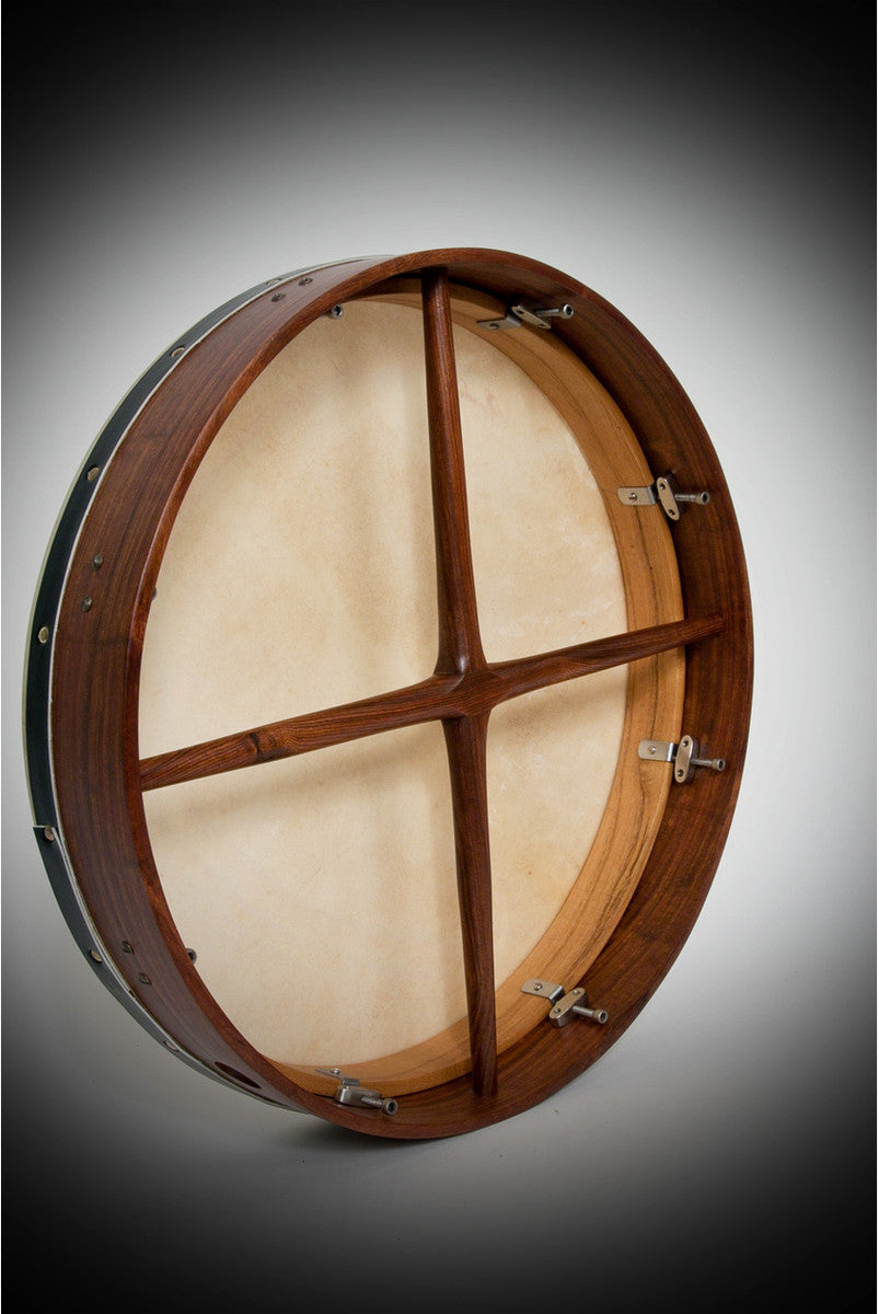 ROOSEBECK TUNABLE SHEESHAM BODHRAN CROSS-BAR DOUBLE-LAYER NATURAL HEAD 18-BY-3.5-INCH