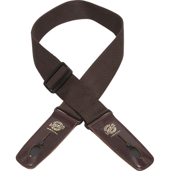 Lock-It -  2" Guitar Strap - Poly- Brown