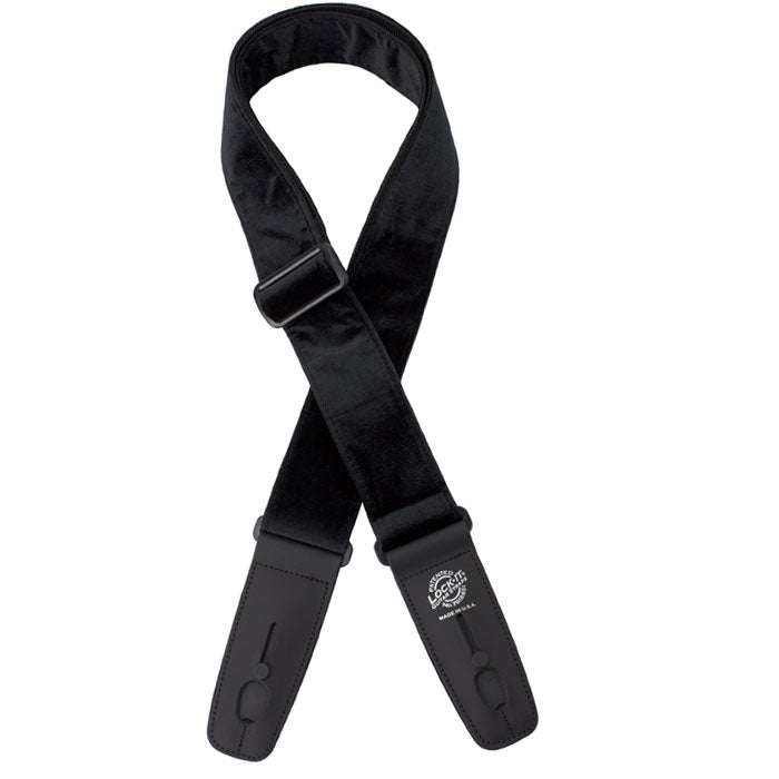 Lock-It -  2" Guitar Strap - Crushed Velvet - Black