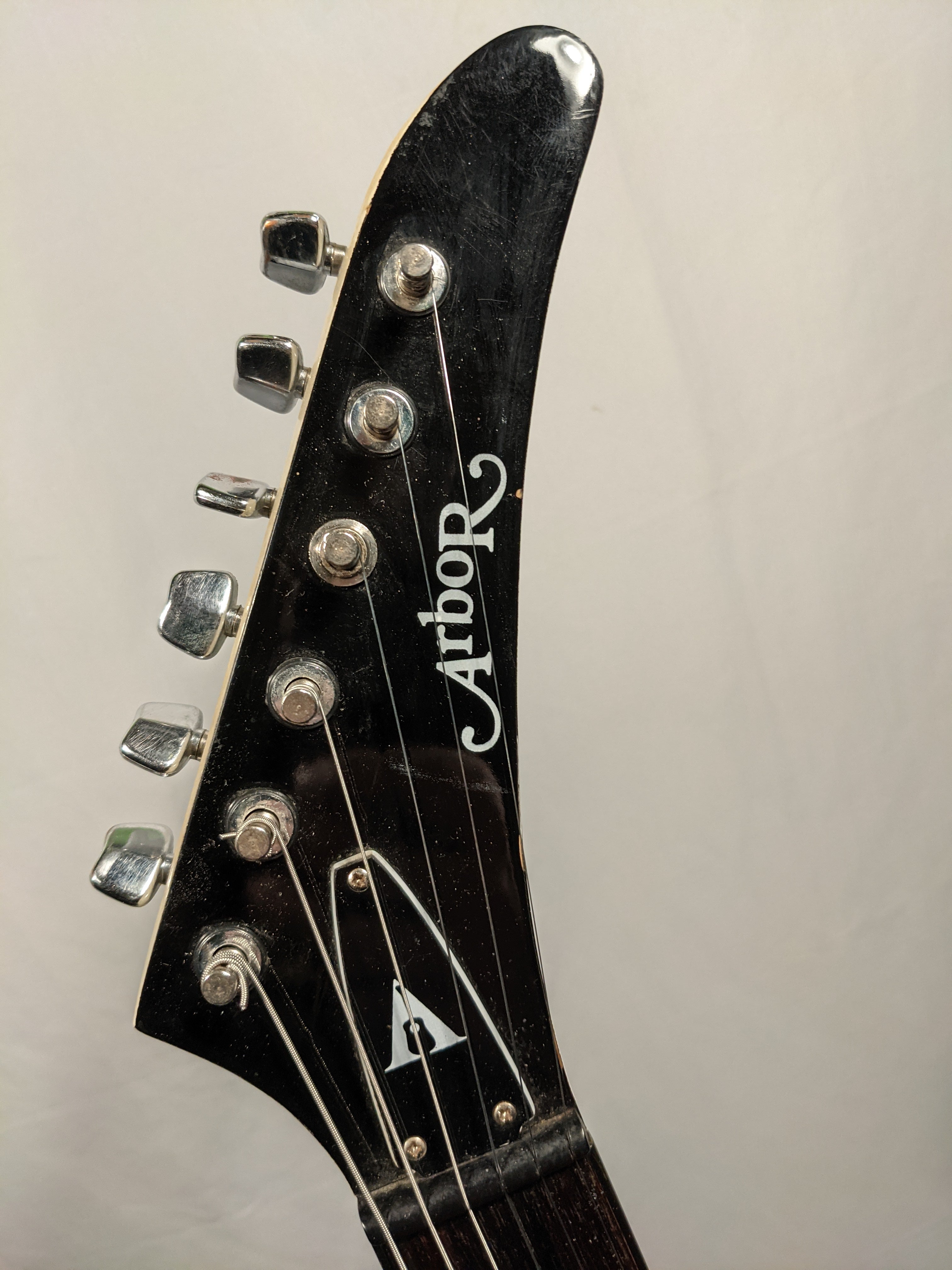 1980's Arbor - Zebra Stripe Explorer Style Guitar w/ Chip Case
