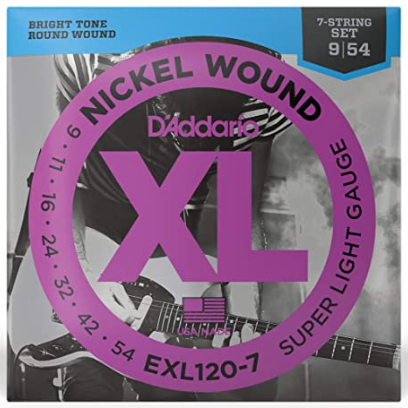 D'Addario- Electric Guitar Strings #EXL120-7 - Round Wound - Super Light 7 String