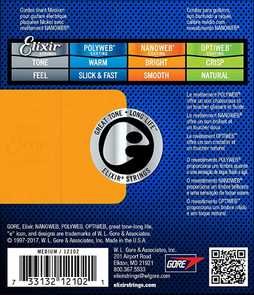 Elixir - Electric Guitar Strings - #12102 - Medium .011-.049