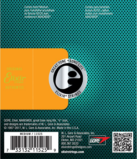 Elixir - Mandolin Strings - #11525 - Medium .011-.040