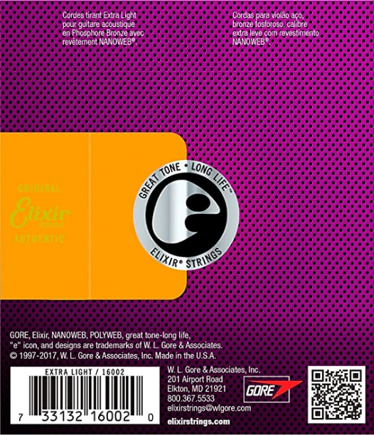 Elixir - Acoustic Guitar Strings - #16002 - Extra Light .010-.047