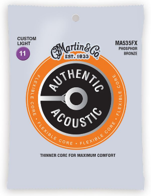 Martin - Acoustic Guitar Strings - Phosphor Bronze - Flex Core - MA535FX - Custom Light