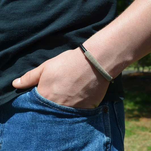 Wound Up Leather Bracelet - Black - Medium