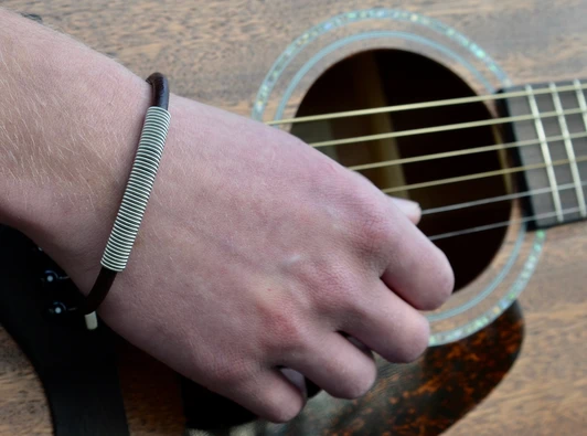 Wound Up Leather Bracelet - Black - Medium