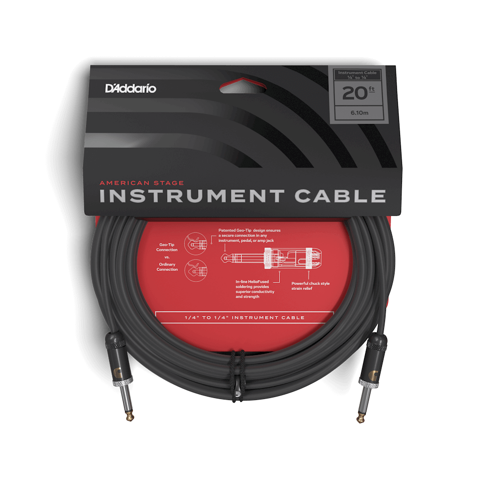 D'addario - American Stage Series - 20 Foot Instrument Cable - S/S