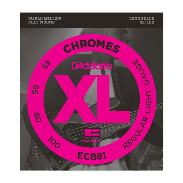 D'Addario - Electric Bass Strings #ECB81 - Flatwound - Light Gauge - Long Scale