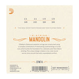 D'Addario - Mandolin Loop End Strings #EFW74 - Flatwound Stainless Steel - Medium Gauge