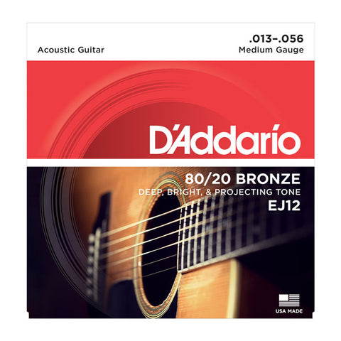 D'Addario - Acoustic Guitar Strings #EJ12 - 80/20 Bronze - Medium Gauge