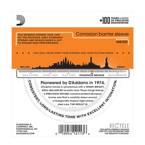 D'Addario - Acoustic Guitar Strings #EJ15 - Phosphor Bronze - Extra Light Gauge