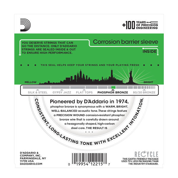 D'Addario - Acoustic Guitar Strings #EJ18 - Phosphor Bronze - Heavy Gauge