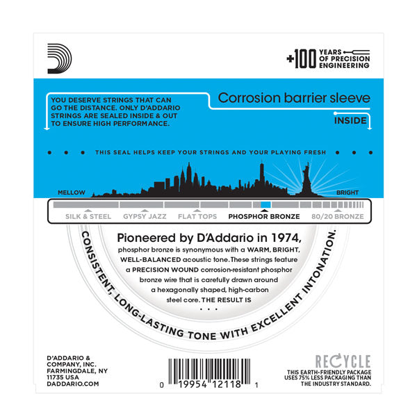 D'Addario - 12 String Acoustic Guitar Strings #EJ38 - Phosphor Bronze