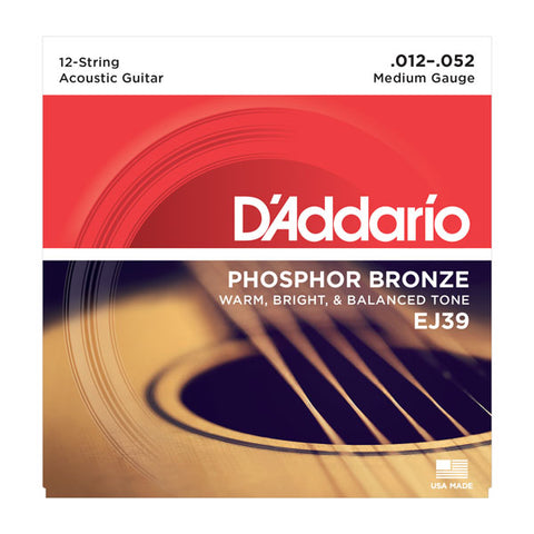 D'Addario - 12 String Acoustic Guitar Strings #EJ39 - Phosphor Bronze