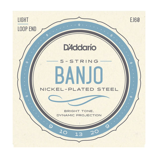 D'Addario- Banjo Loop End Strings #EJ60 - Nickel Plated Steel - Light Gauge
