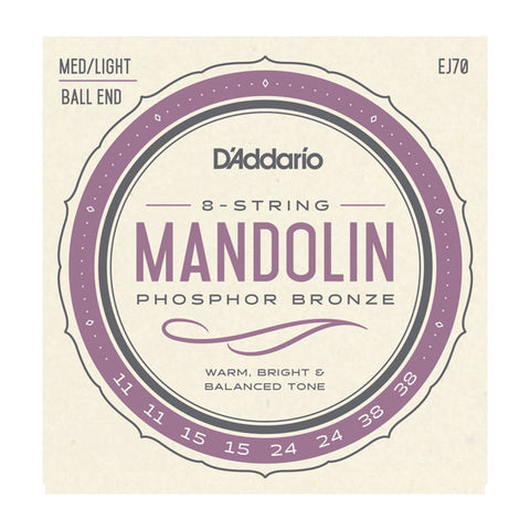 D'Addario- Mandolin Strings #EJ70 - Phosphor Bronze  8 String - Med/Light Ball End
