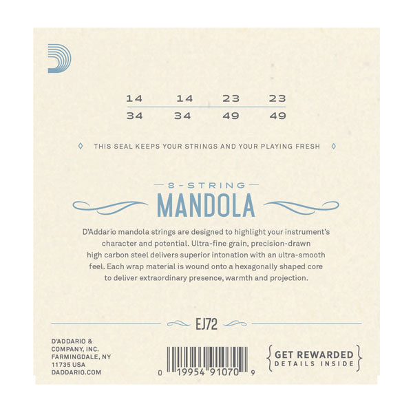 D'Addario - EJ72 - Light -  Phospher Bronze Mandola Strings