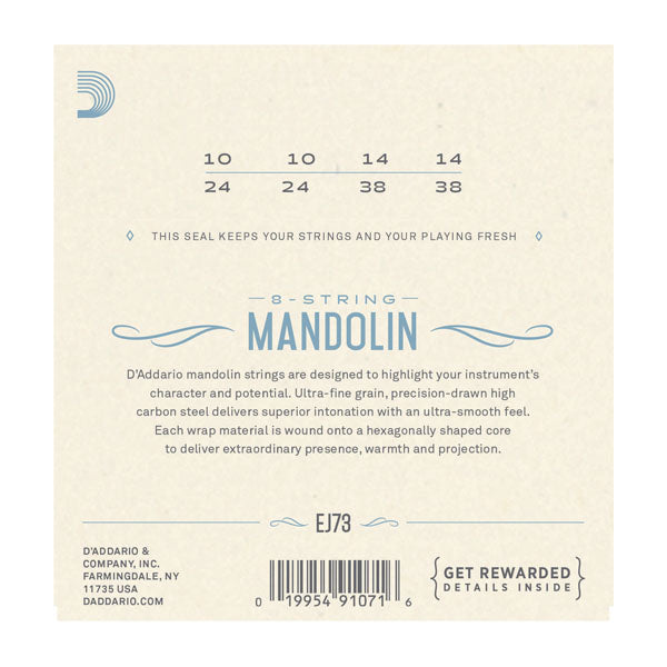 D'Addario  - Mandolin Strings #EJ73 - Phosphor Bronze - Light Loop End