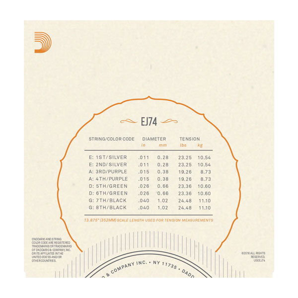 D'Addario - Mandolin Strings #EJ74 - Phosphor Bronze - Medium Loop End