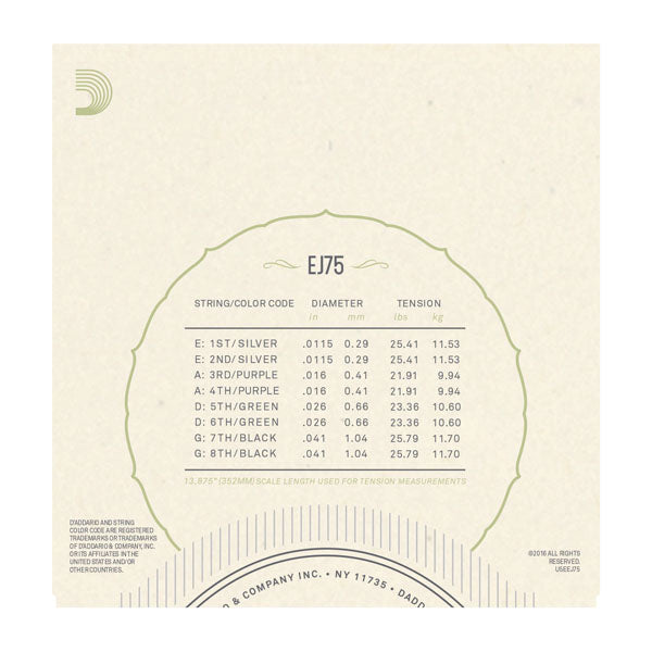 D'Addario  - Mandolin Strings #EJ75 - Phosphor Bronze - Med/Heavy Loop End