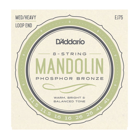 D'Addario  - Mandolin Strings #EJ75 - Phosphor Bronze - Med/Heavy Loop End