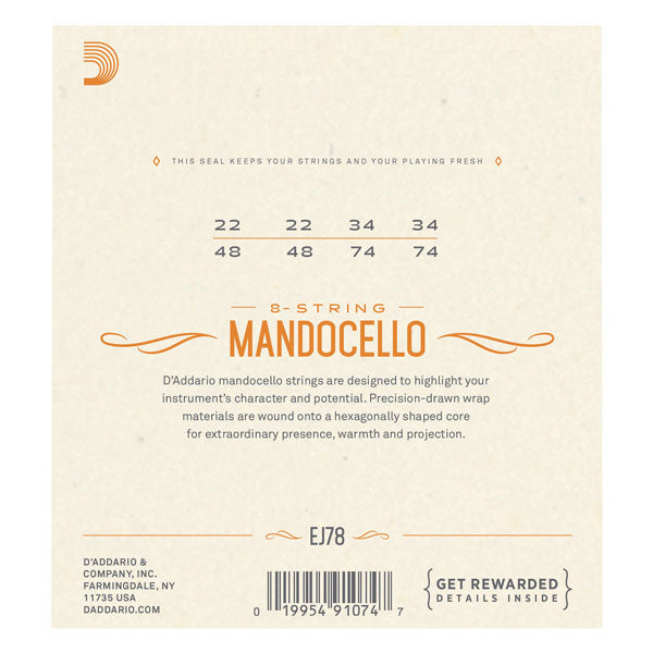 D'Addario - EJ78 - Medium - Phospher Bronze Mandocello Strings