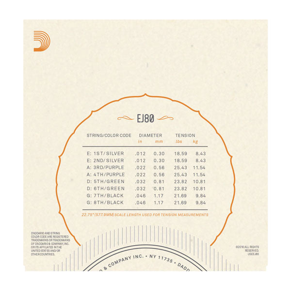 D'Addario - Mandolin Strings #EJ80 - Octave Phosphor Bronze - Medium Loop End