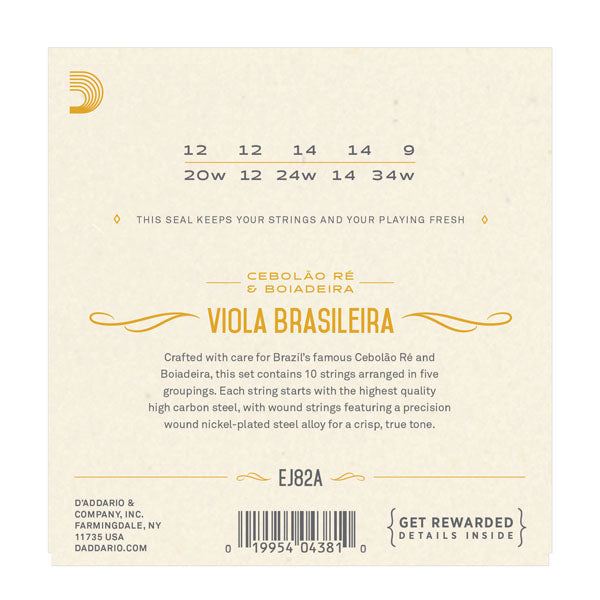 D'Addario - 10 String Viola Brasileira - EJ82A - Cebolao Re & Boiadeira